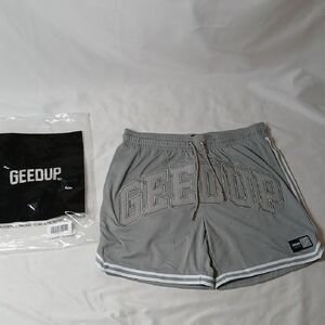 GEEDUP Gray Athletic Shorts with Contrast Stripe